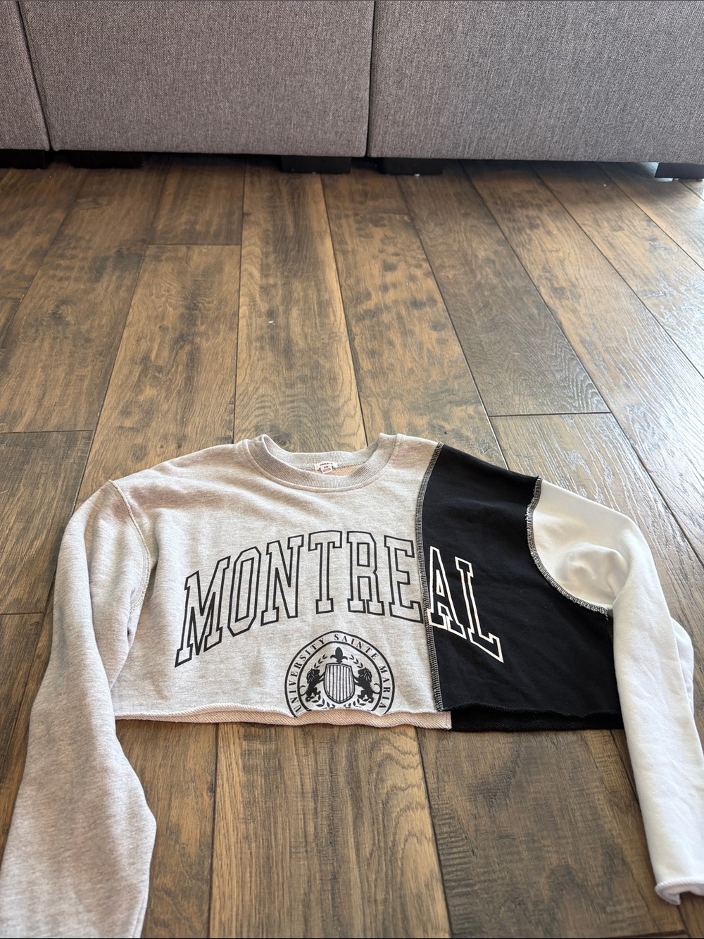 Garage Two-Tone Montreal Cropped Sweatshirt — Gray & Black
